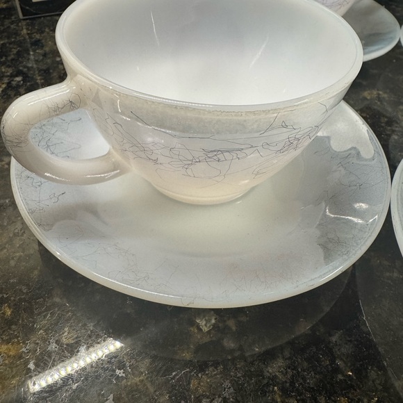 Classic FEDERAL GLASS White Tea Cup and Saucer Set - Picture 3 of 6